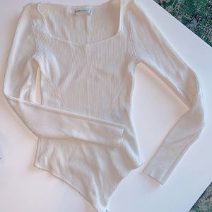 A&F Cream Ribbed Bodysuit